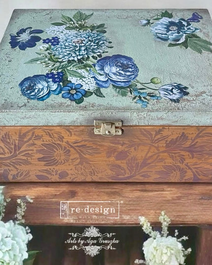 Redesign with Prima - Indigo Petals Small Decor Transfer