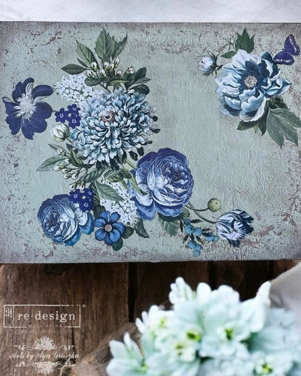 Redesign with Prima - Indigo Petals Small Decor Transfer