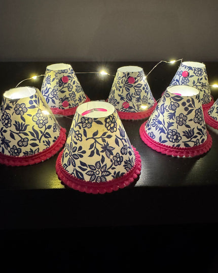 Mini Lampshades Blue and White Floral 1