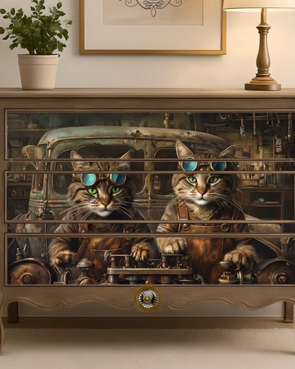 Posh Papers Decoupage Paper - Steampunk Tabbies