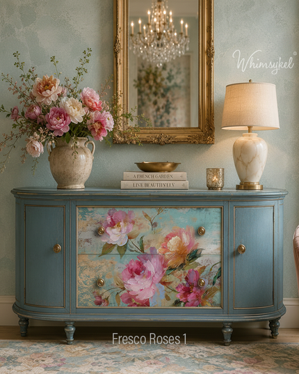 Whimsykel Designs Fresco Roses 1 Decoupage Paper