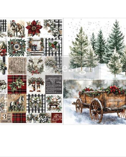 Redesign With Prima Farmhouse Frost A4 Decoupage Fibre Paper Pack