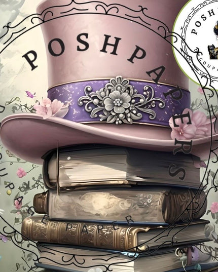 Posh Papers Decoupage Paper - Book Stash 2 Pink
