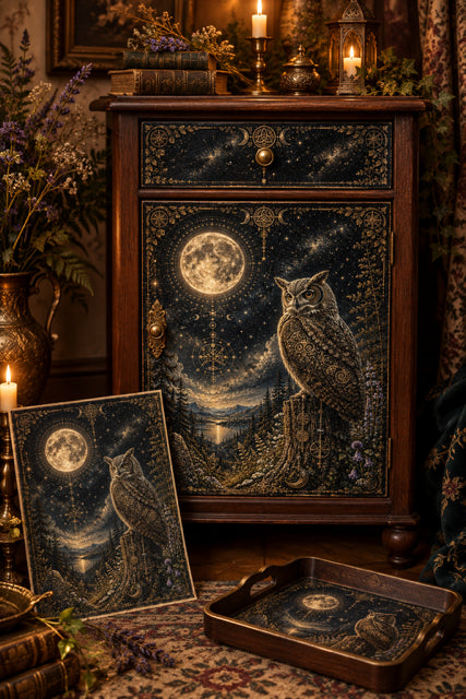 Posh Papers Celestial Owl Decoupage Paper, Furniture Decoupage Paper