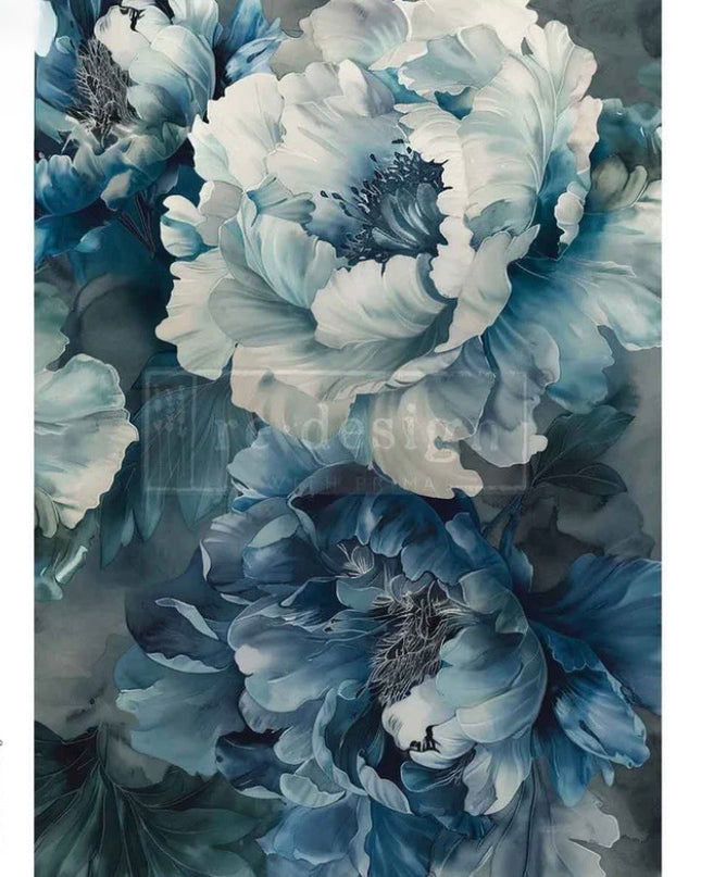 Redesign With Prima - A3 Blue Floral Decoupage Paper - Sapphire Peony