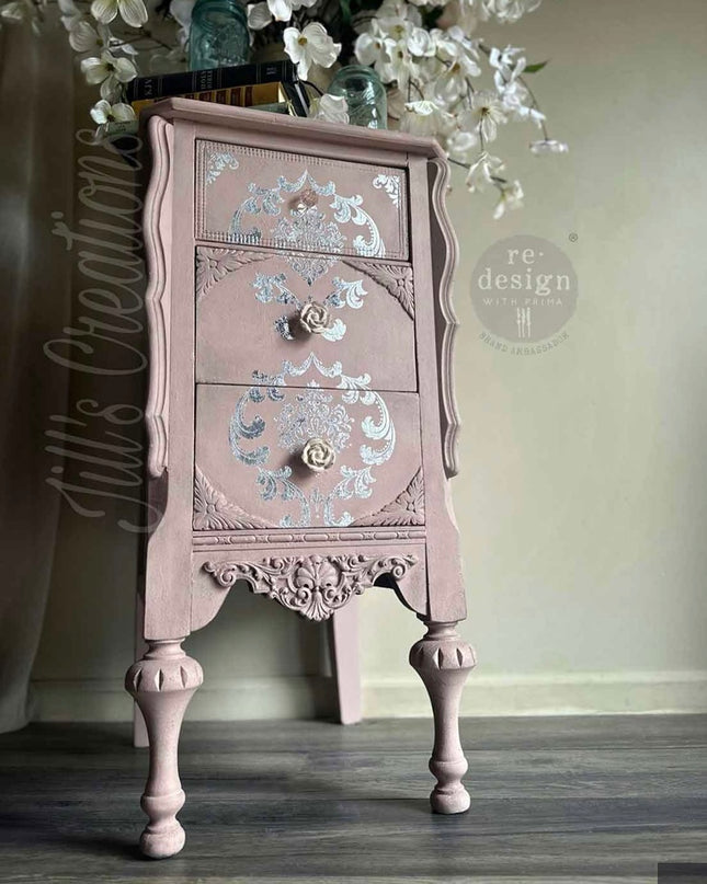 Redesign with Prima Silver House Damask Kacha Decor Transfer