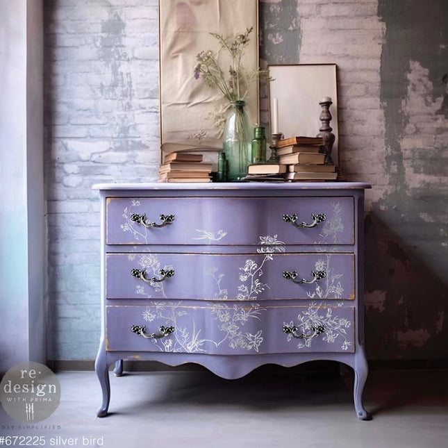 Redesign with Prima Kacha Silver Bird Kacha Decor Transfer