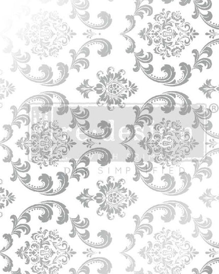 Redesign with Prima Silver House Damask Kacha Decor Transfer