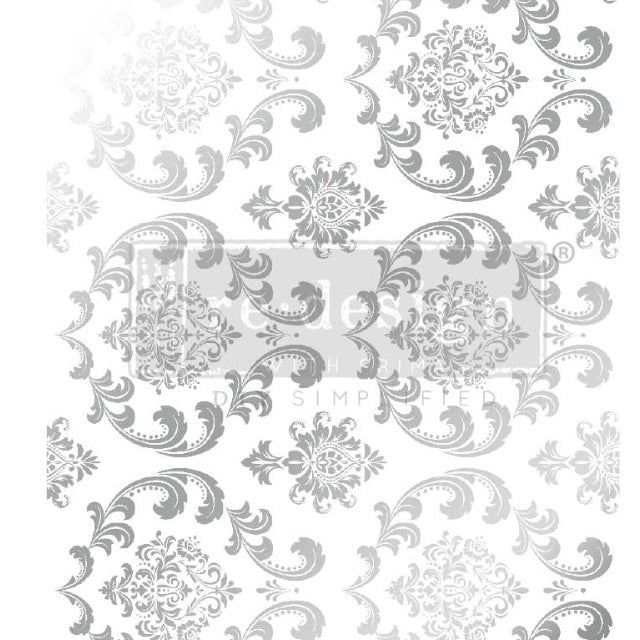 Redesign with Prima Silver House Damask Kacha Decor Transfer