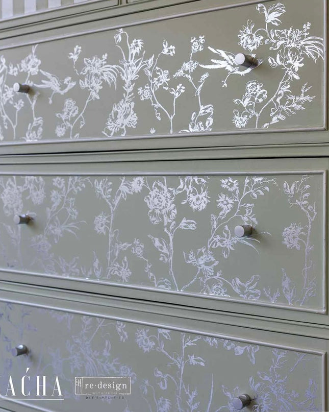 Redesign with Prima Kacha Silver Bird Kacha Decor Transfer