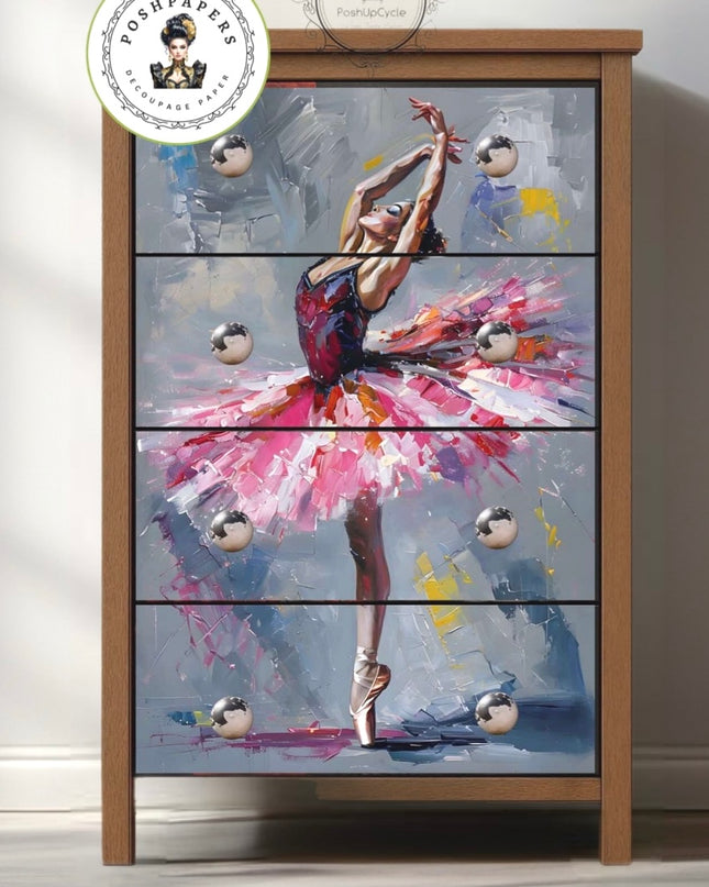 Posh Papers Pink Ballerina Large Decoupage Paper