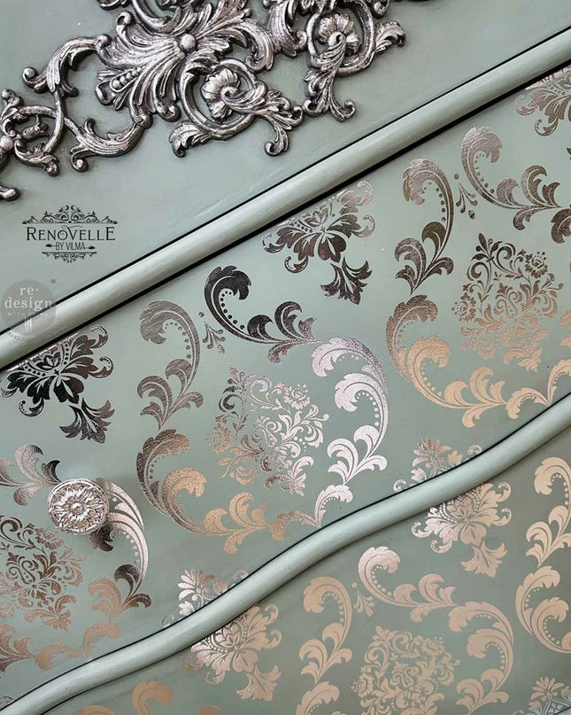 Redesign with Prima Silver House Damask Kacha Decor Transfer
