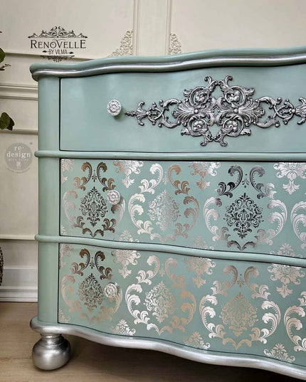Redesign with Prima Silver House Damask Kacha Decor Transfer