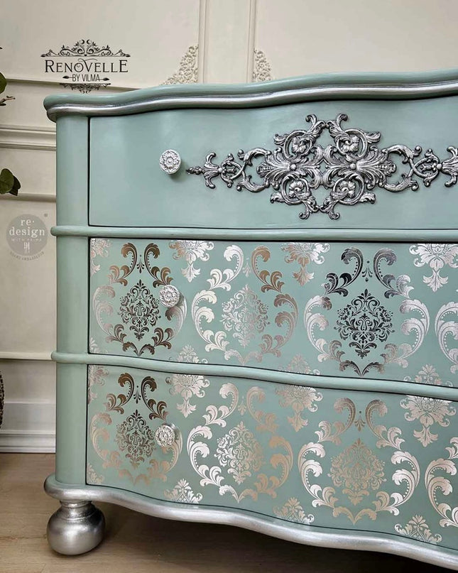 Redesign with Prima Silver House Damask Kacha Decor Transfer