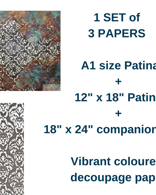 A1 Decoupage Paper set Rainbow Patina