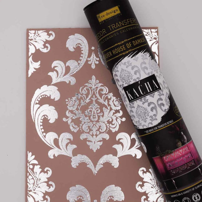 Redesign with Prima Silver House Damask Kacha Decor Transfer