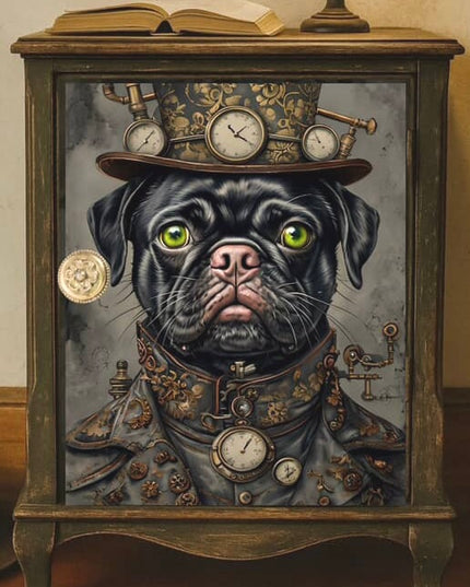 Posh Papers Decoupage Paper Steampunk Black Pug