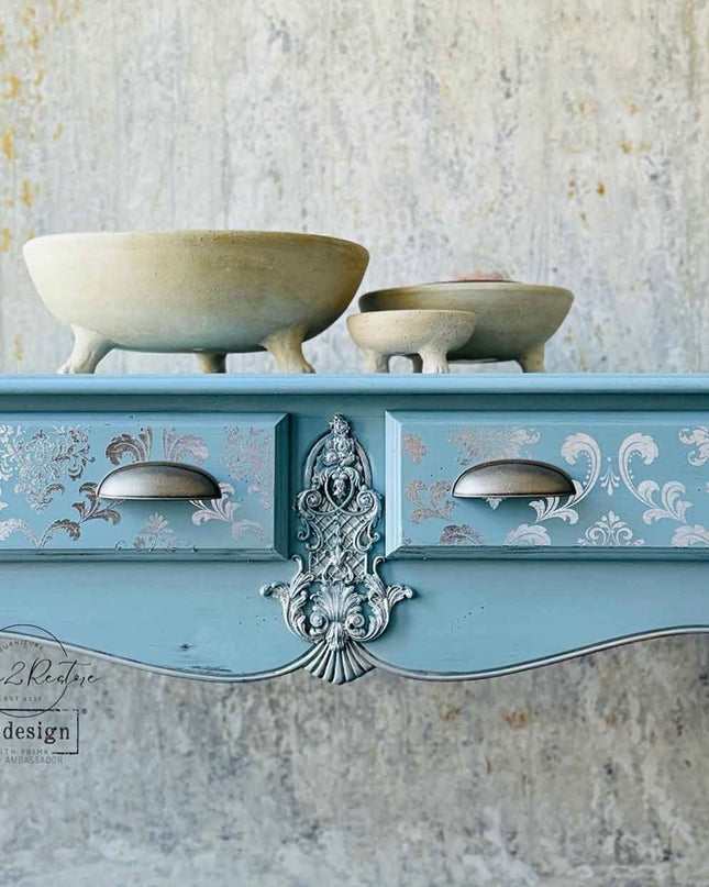 Redesign with Prima Silver House Damask Kacha Decor Transfer