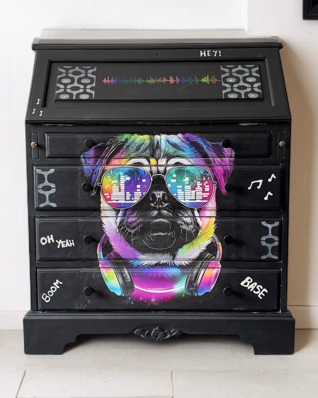 Posh Papers Neon Pug Large Decoupage Paper