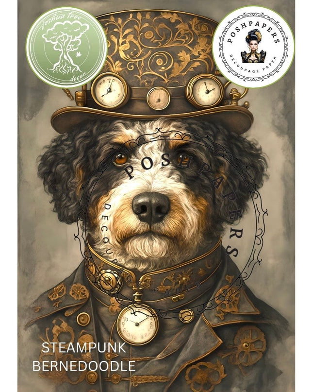 Posh Papers Decoupage Paper - Steampunk Bernedoodle