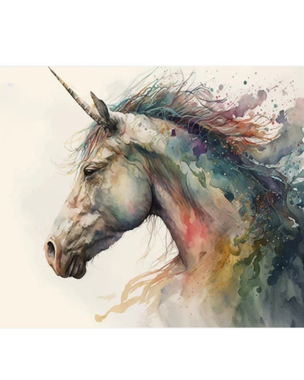 Colorful decoupage paper of a unicorn on a light background