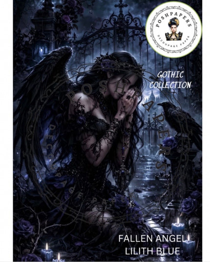 Posh Papers Fallen Angel Lilith Blue Decoupage Paper