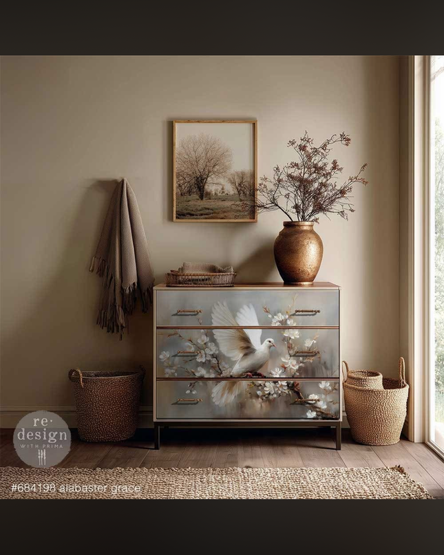 Redesign with Prima Alabaster Grace Kacha A1 Fiber Decoupage Paper
