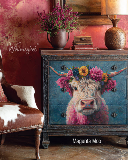 Whimsykel Designs Magenta Moo Decoupage Paper