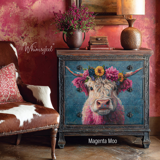 Whimsykel Designs Magenta Moo Decoupage Paper