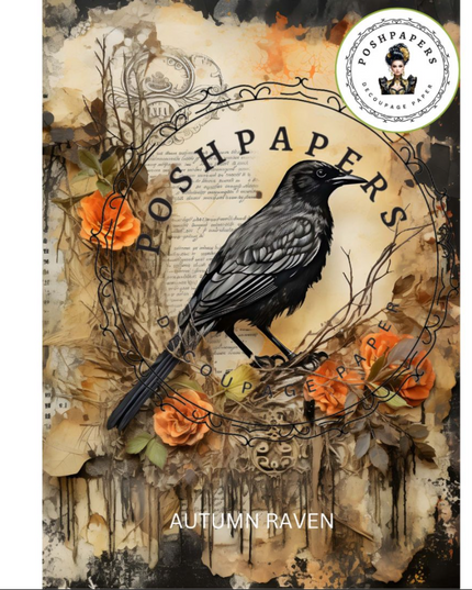 Posh Papers A4 Rice Decoupage Paper - Autumn Raven