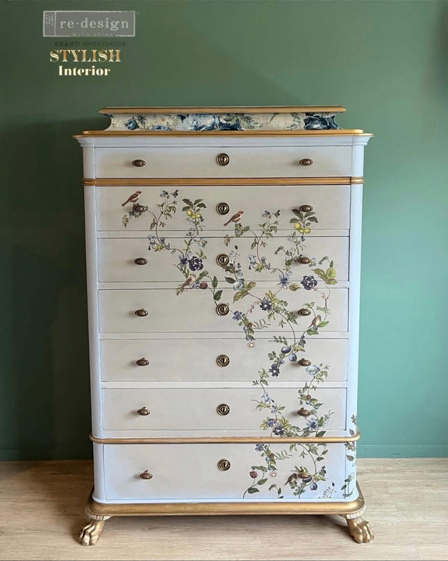 Redesign with Prima Chirping Charm Decor Transfer - Bird & Floral Design 24x35