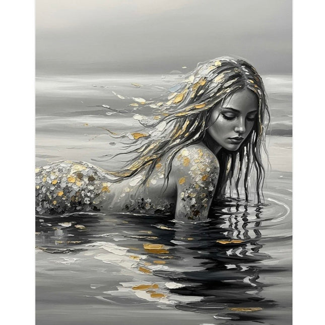 Three Yellow Goats decoupage paper -  B&W Mermaid