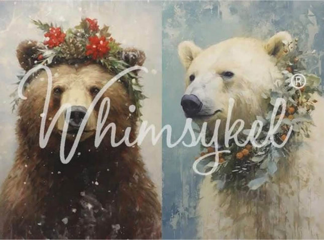 Whimsykel Designs Northern Keepers, Christmas Bear Decoupage Paper
