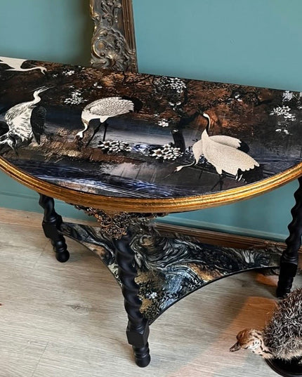 Redesign with Prima Graceful Wings Crane A1 Decoupage Fiber Paper - Oriental Gold Design