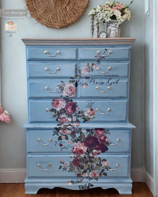 Redesign with Prima Scarlet Embrace Decor Transfer