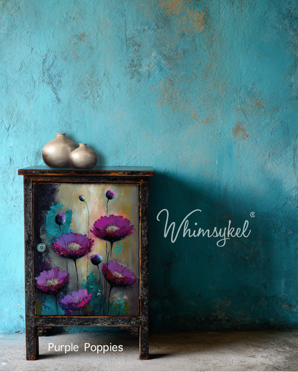 Whimsykel Designs Purple Poppies Decoupage Paper