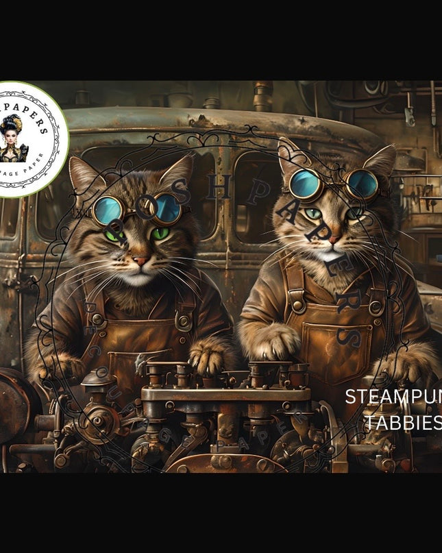 Posh Papers Decoupage Paper - Steampunk Tabbies