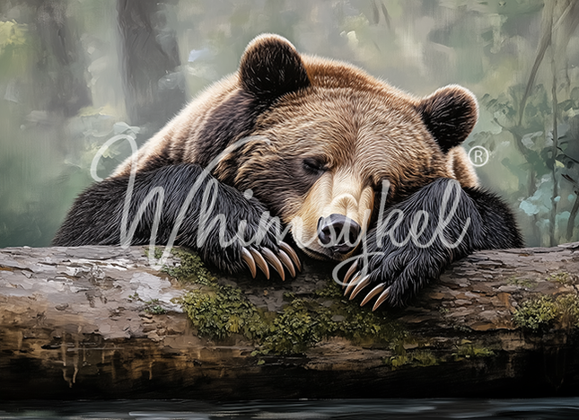 Whimsykel Designs Tuckered Teddy, Brown Bear Decoupage Paper