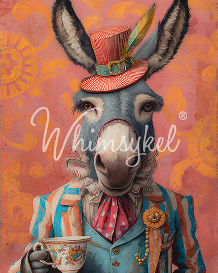 Whimsykel Designs Time for Tea, Donkey Decoupage Paper