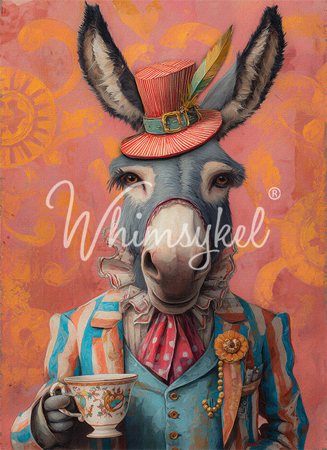 Whimsykel Designs Time for Tea, Donkey Decoupage Paper