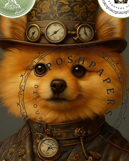 Posh Papers Decoupage Paper - Steampunk Pomeranian