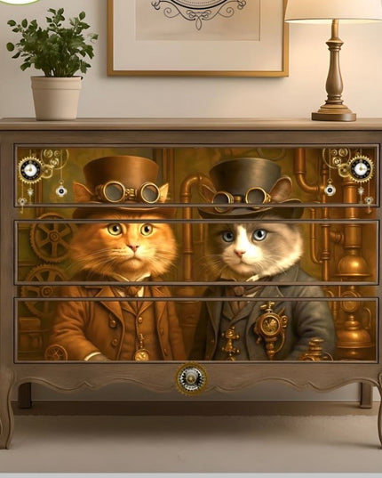 Posh Papers Decoupage Paper - Steampunk Cat Business