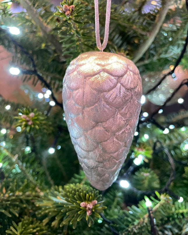 Silver and White Cone Christmas Bauble