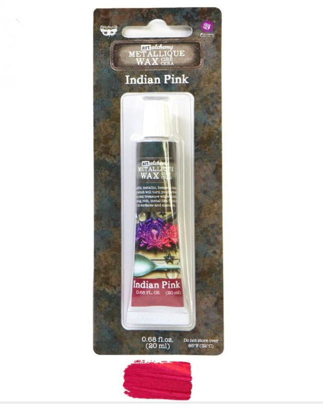 Redesign with Prima Finnabair Art Alchemy metallique wax paste Indian Pink