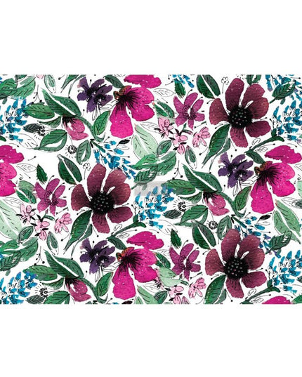 Redesign with Prima Nocturnal watercolour  flora tissue paper