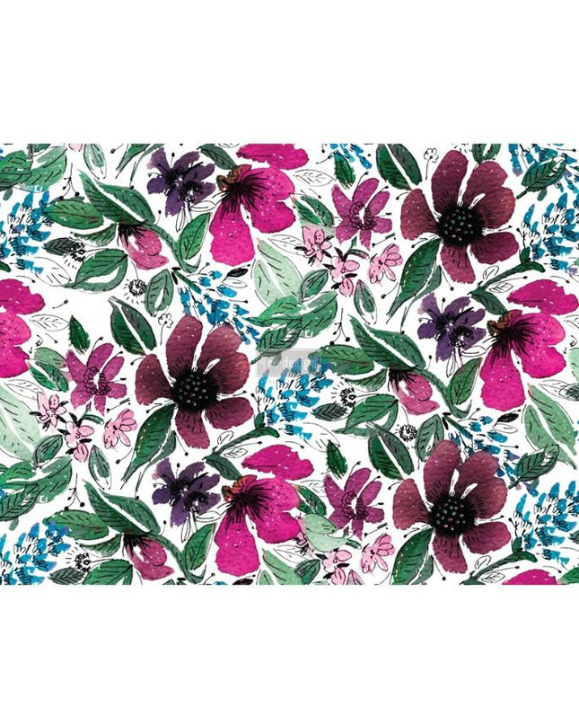 Redesign with Prima Nocturnal watercolour  flora tissue paper