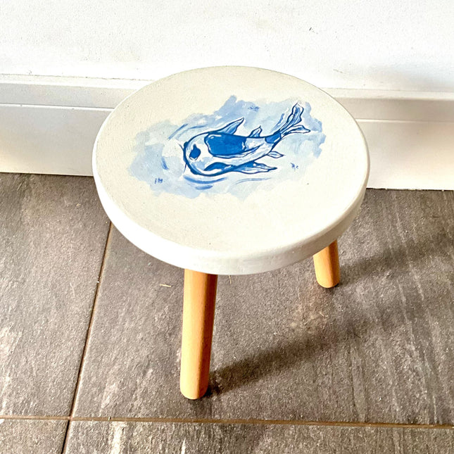 Hand painted wood table childs stool