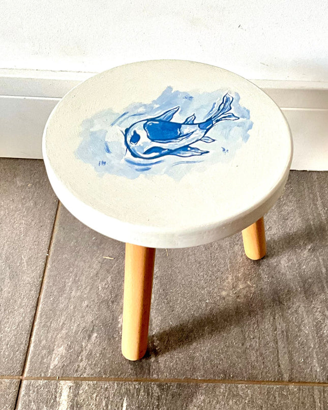 Hand painted wood table childs stool