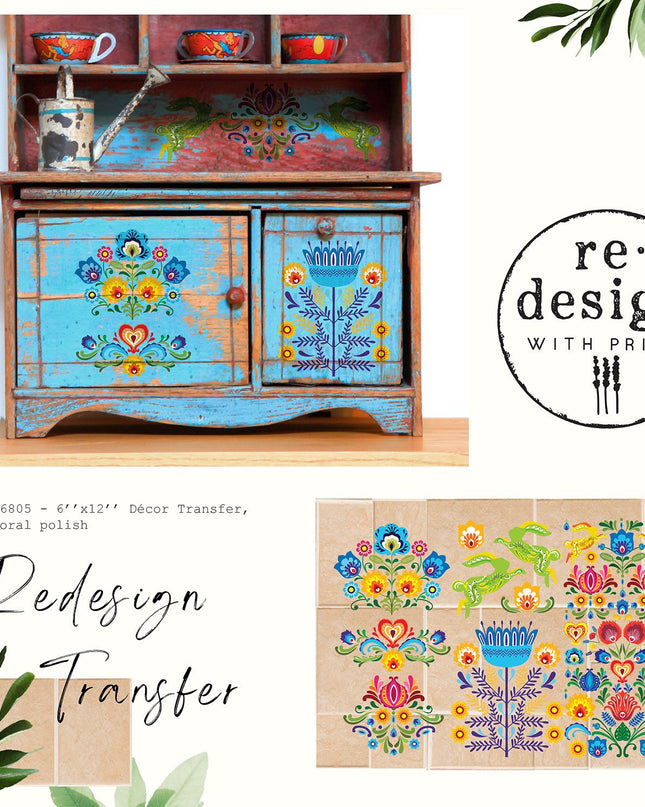Floral Polish Decor Transfer