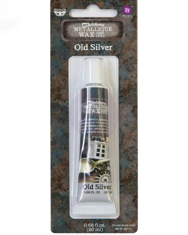 Redesign with Prima Finnabair Art Alchemy metallique wax paste Old Silver